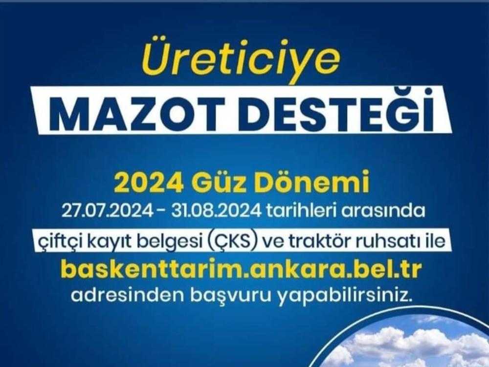 Ankara Büyükşehir belediyesinden Üreticiye Mazot Desteği