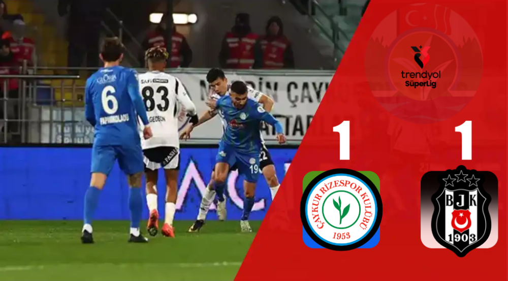 Çaykur Rizespor ile Beşiktaş Puanları Paylaştı: Süper Lig’de 1-1 Beraberlik